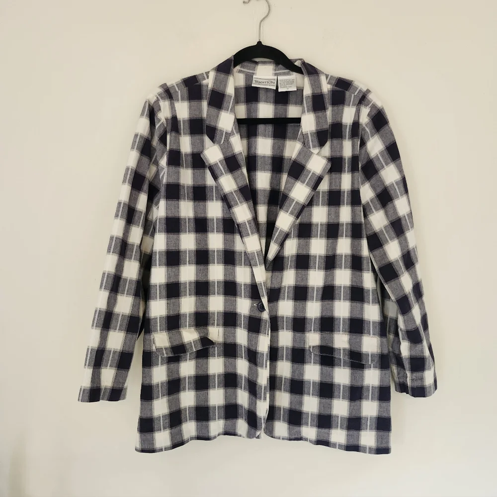 Vintage Plaid Cotton Blazer - Picture 2 of 7